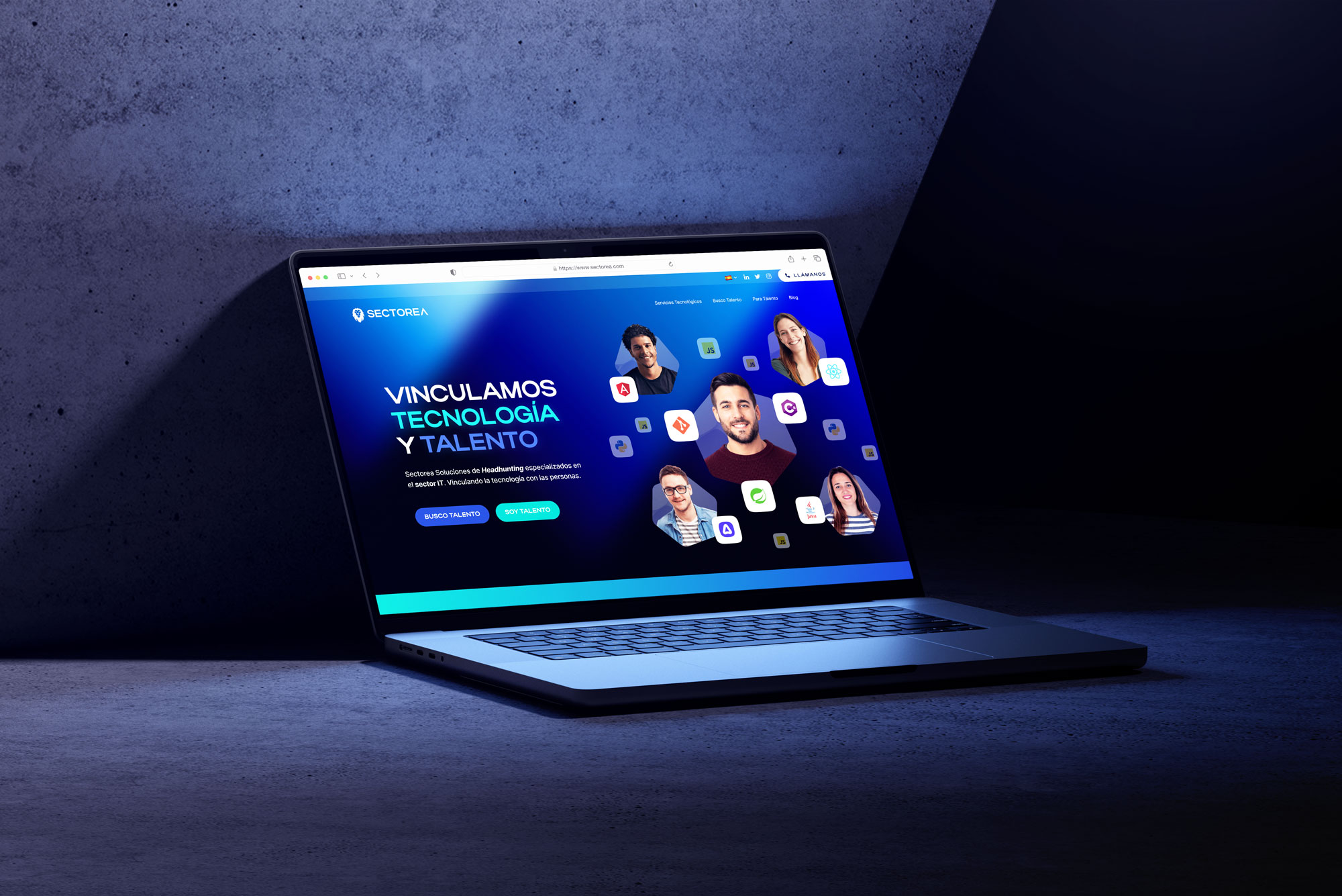 Laptop showing Sectorea's site Homepage